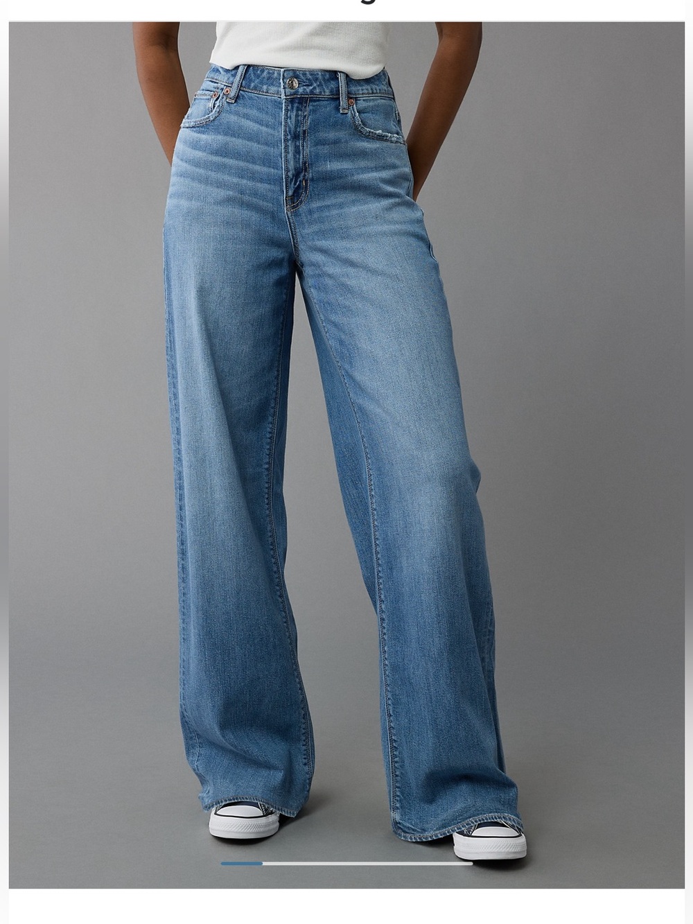 AE Deamy Drape Super High Waisted Baggy Wide Leg Women's Jeans 0 Long